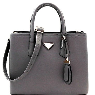 Triangular Logo Structured Saffiano Satchel