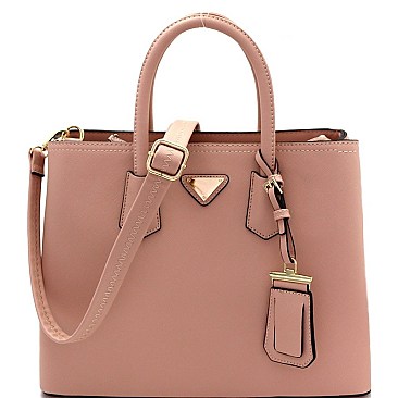 Triangular Logo Structured Saffiano Satchel