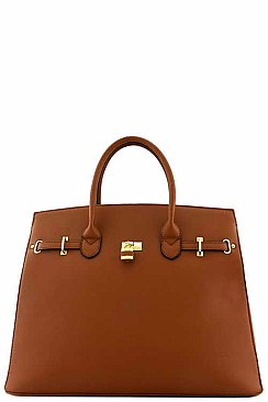 Padlock-Belted Celebrity Large Satchel