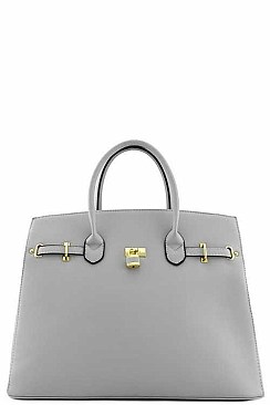 Padlock-Belted Celebrity Large Satchel