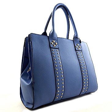 Kiss-lock Triple Compartment Saffiano Satchel