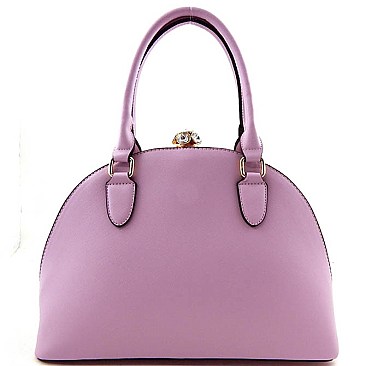 Jewel-top Boutique Faux-leather Round Satchel