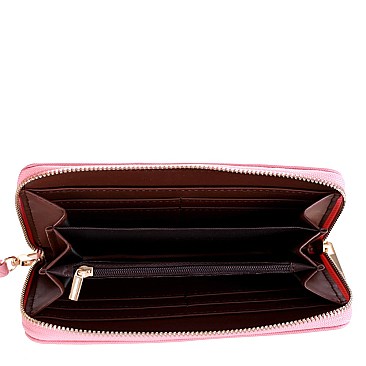 Triangle Logo Zip-around Slim Wristlet Wallet