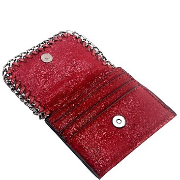 Hematite-Tone Chain Accent Metallic Wallet