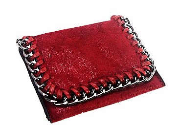 Hematite-Tone Chain Accent Metallic Wallet