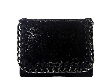 Hematite-Tone Chain Accent Metallic Wallet