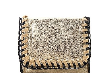 Hematite-Tone Chain Accent Metallic Wallet