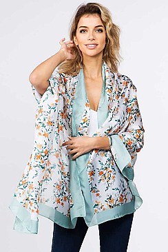 2TONE FLORAL OBLONG SCARF