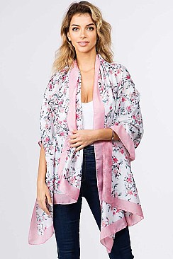 2TONE FLORAL OBLONG SCARF