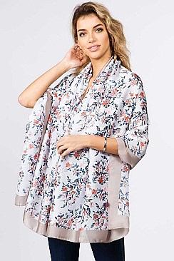 2TONE FLORAL OBLONG SCARF
