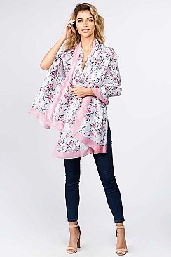 2TONE FLORAL OBLONG SCARF