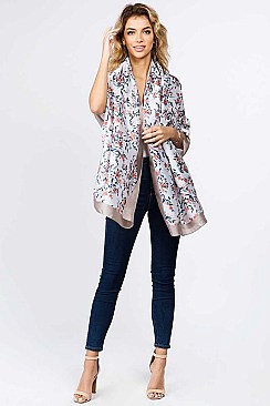 2TONE FLORAL OBLONG SCARF