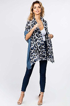 2TONE LEOPARD CHIFFON OBLONG SCARF