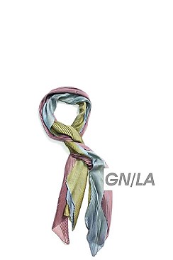 3-TONE PLEATED LONG SCARF