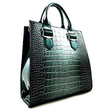 Embossed Quality Crocodile Print Tall Tote