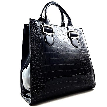 Embossed Quality Crocodile Print Tall Tote