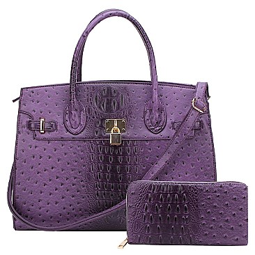 Ostrich Croc Padlock 2-in-1 Satchel