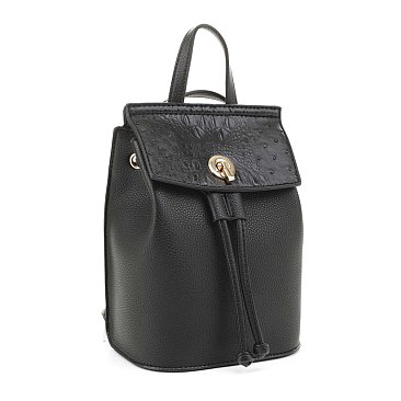 Draw String Two-Way Ostrich Combo Satchel / Backpack