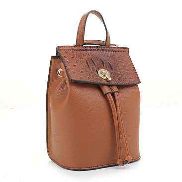 Draw String Two-Way Ostrich Combo Satchel / Backpack