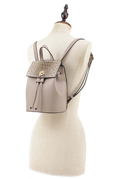 Draw String Two-Way Ostrich Combo Satchel / Backpack