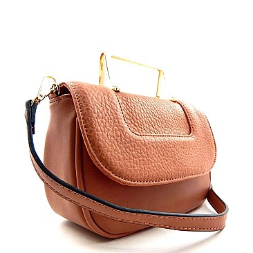 Metal Handle Fashion Flap Top Cross Body