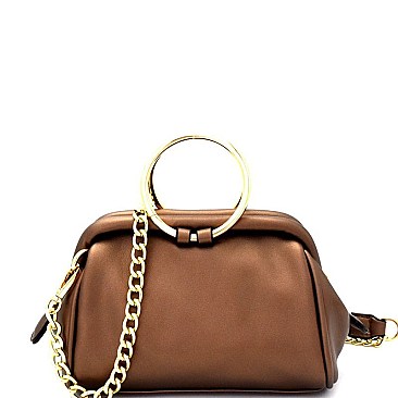 OS6392-LP Ring Handle Frame-top Small Satchel Cross Body