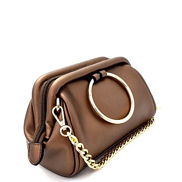 OS6392-LP Ring Handle Frame-top Small Satchel Cross Body