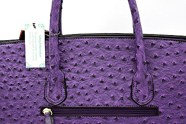 OST6355-LP Ostrich Print Embossed Padlock Oversized Structured Tote