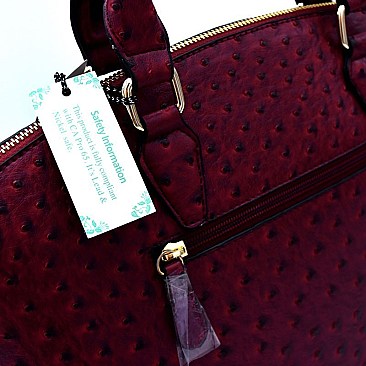 [S]OST6385W-LP Ostrich Print Embossed Tall Dome Satchel SET