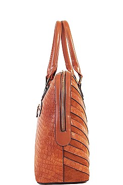 Nicole Lee Chevron Pattern Smooth Textured Satchel with Long Strap JYP-14075