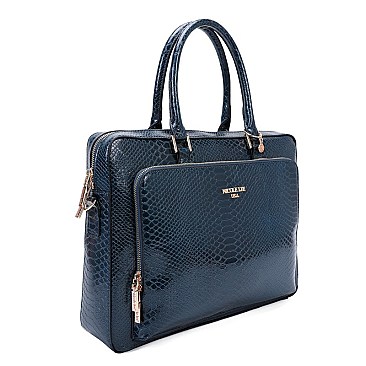 Nicole Lee Python Snake Skin Satchel Brief Case