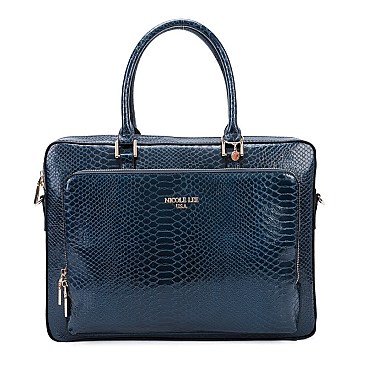 Nicole Lee Python Snake Skin Satchel Brief Case
