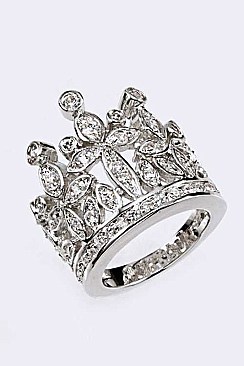 Cubic Zirconia Crown Ring LACW1803