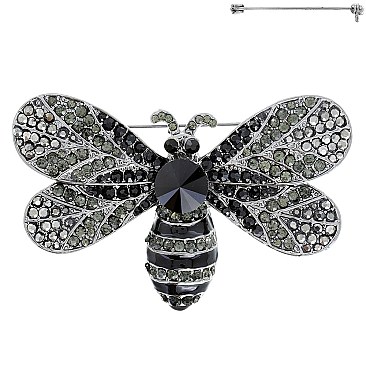 STYLISH LARGE 2" QUEEN BEE RHINESTONE BROOCH