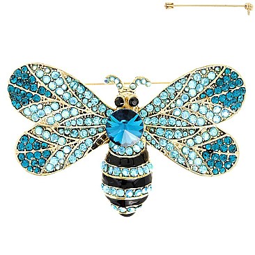 STYLISH LARGE 2" QUEEN BEE RHINESTONE BROOCH