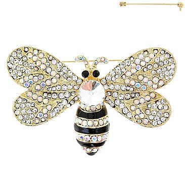 STYLISH LARGE 2" QUEEN BEE RHINESTONE BROOCH