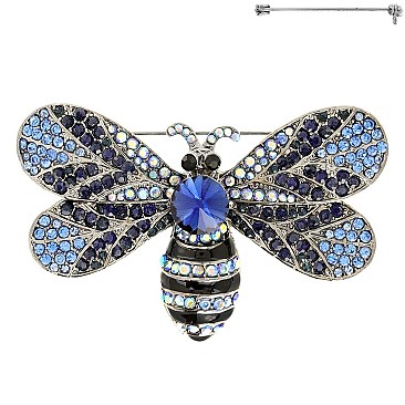 STYLISH LARGE 2" QUEEN BEE RHINESTONE BROOCH