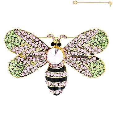 STYLISH LARGE 2" QUEEN BEE RHINESTONE BROOCH