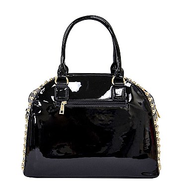 Obama Magazine Print Dome Stoned Satchel with Wallet 2 in 1 Set LU-PA0037