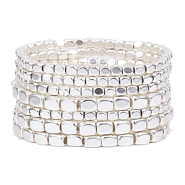 PB0102 7-LP Strands Metal Bead Elastic Bracelet