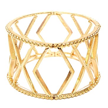 PB0727-LP Chevron Open-cut Metal Elastic Bracelet