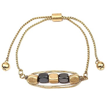 Trendy Metal Nugget Metal String Bracelet MH-PB0744