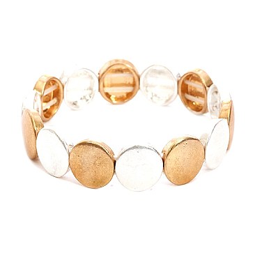 Stylish Multi-colored Geometric Round Metal Elastic Bracelet MH-PB0889