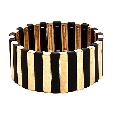 Fashionable Color-coated Pinstripe Elastic Bracelet MH-PB0905