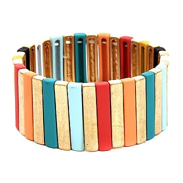 Fashionable Color-coated Pinstripe Elastic Bracelet MH-PB0905