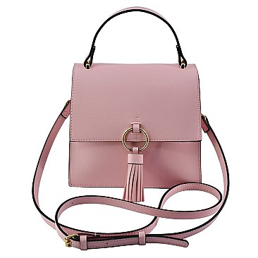 Fashion Ring Tassel Flap Crossbody Satchel