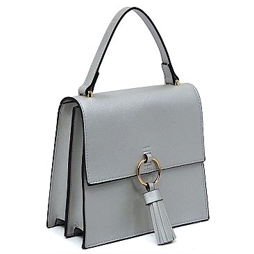 Fashion Ring Tassel Flap Crossbody Satchel