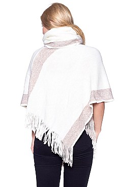 Glitter Accent Fringe Poncho FM-PC045