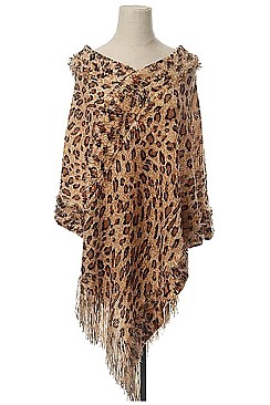 Pack of 12 Fashionable Leopard Print Poncho