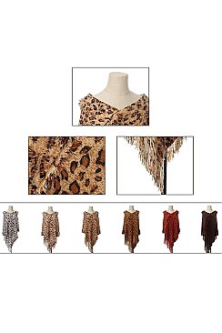 Pack of 12 Fashionable Leopard Print Poncho